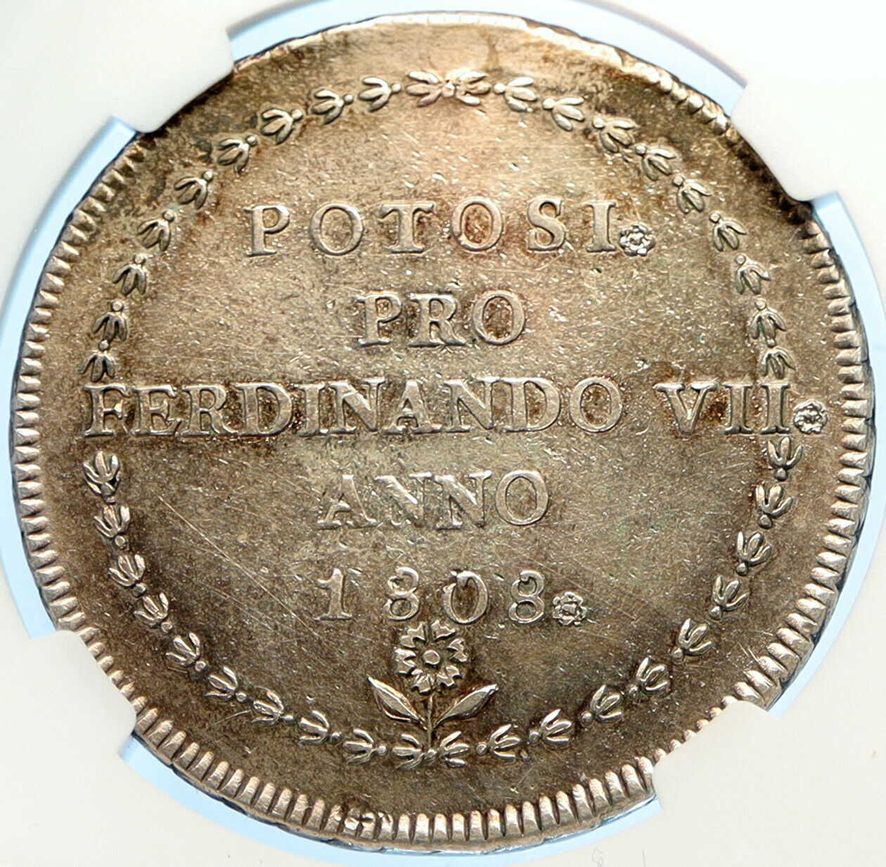 1808 BOLIVIA Spain KING FERDINAND VII Proclamation OLD Silver Medal NGC i98412