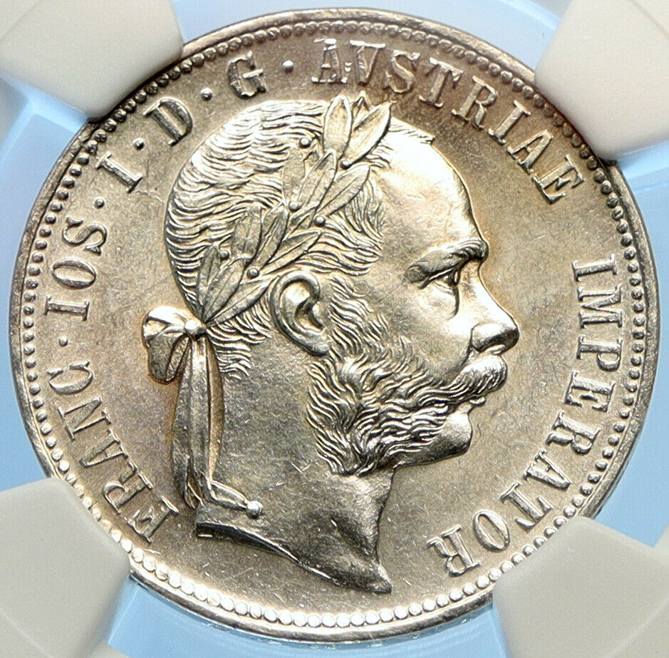 1879 AUSTRIA King FRANZ JOSEPH I Vintage Antique Silver Florin Coin NGC i98424