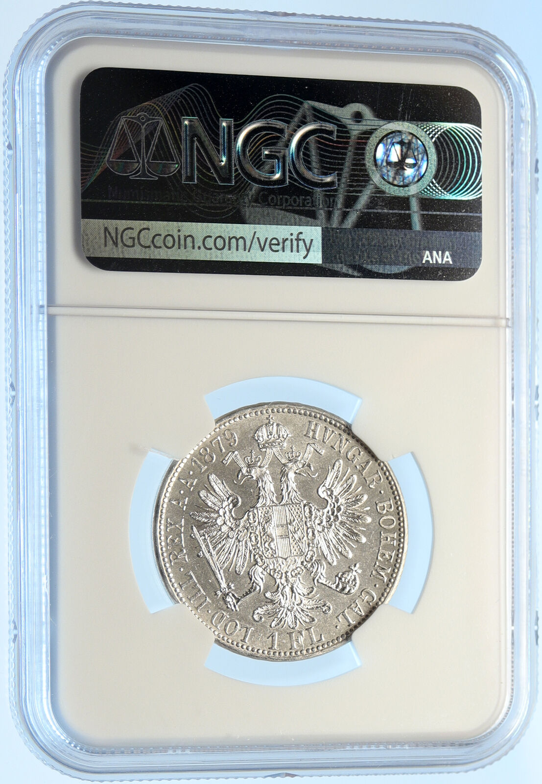 1879 AUSTRIA King FRANZ JOSEPH I Vintage Antique Silver Florin Coin NGC i98424