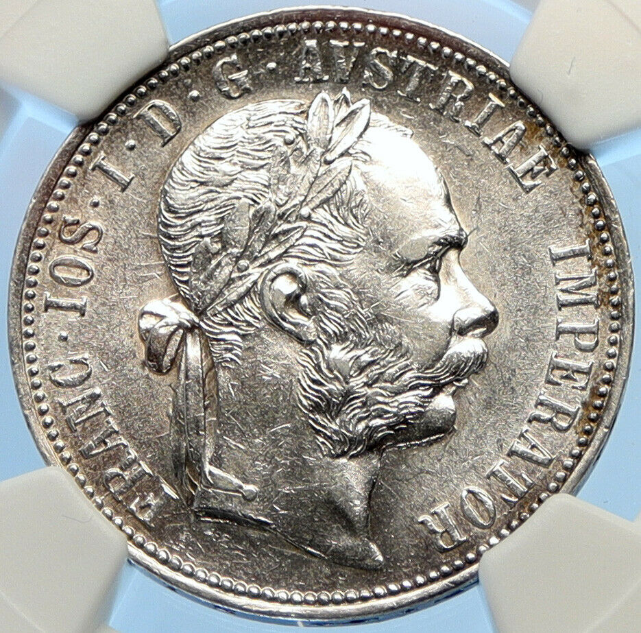 1888 AUSTRIA King FRANZ JOSEPH I Vintage Antique Silver Florin Coin NGC i98421