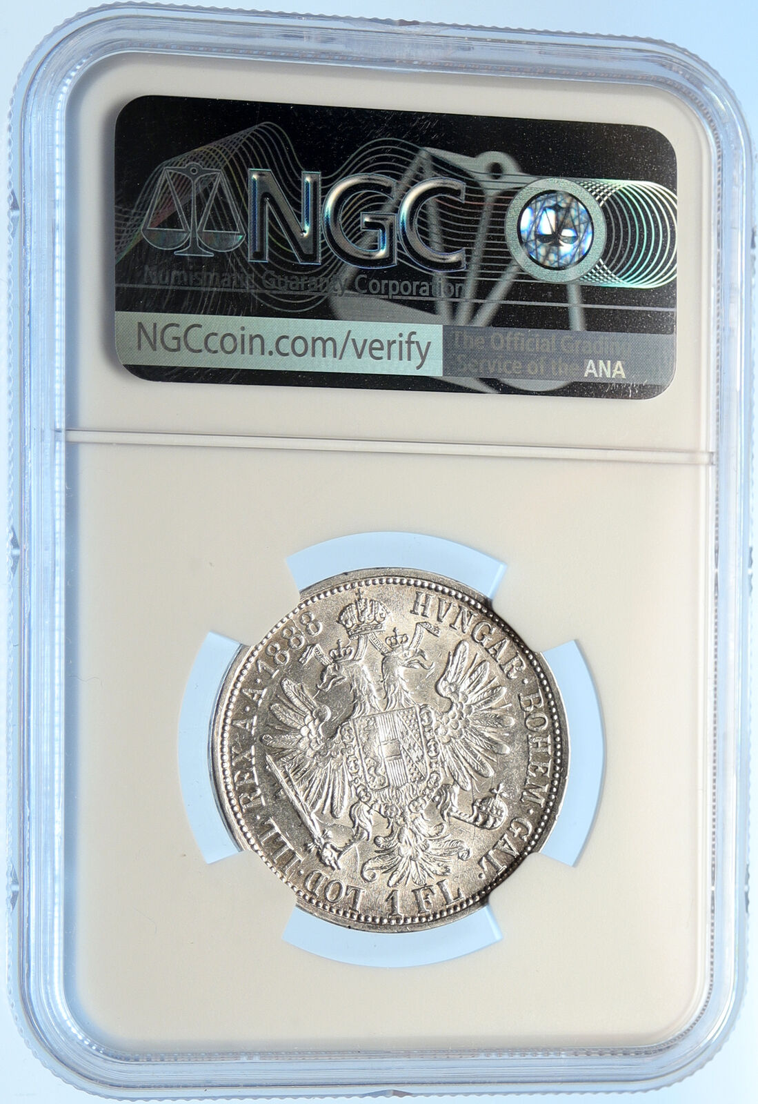 1888 AUSTRIA King FRANZ JOSEPH I Vintage Antique Silver Florin Coin NGC i98421