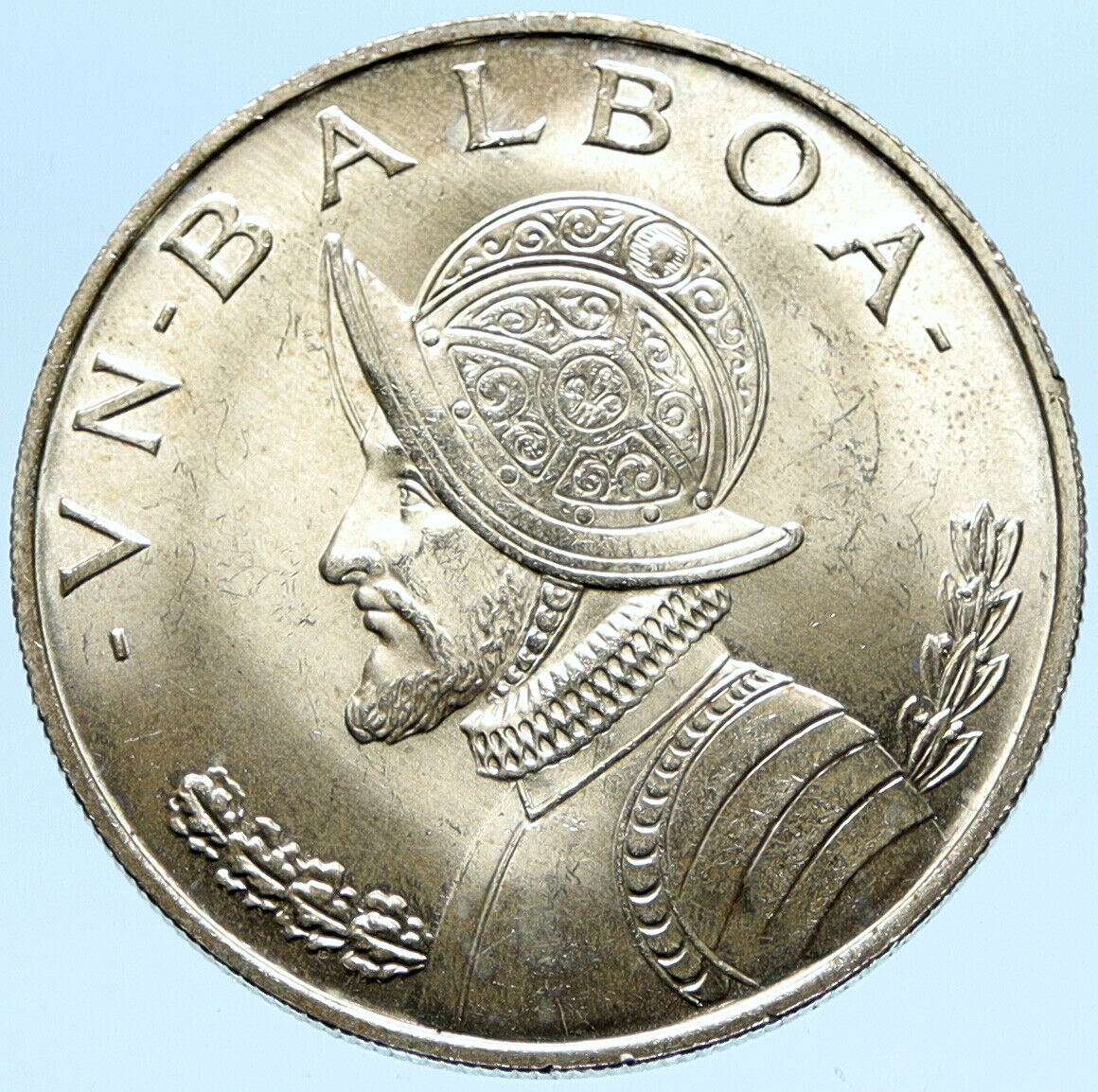 1966 PANAMA Large Silver CONQUISTADOR Old VINTAGE BU Silver BALBOA Coin i98801