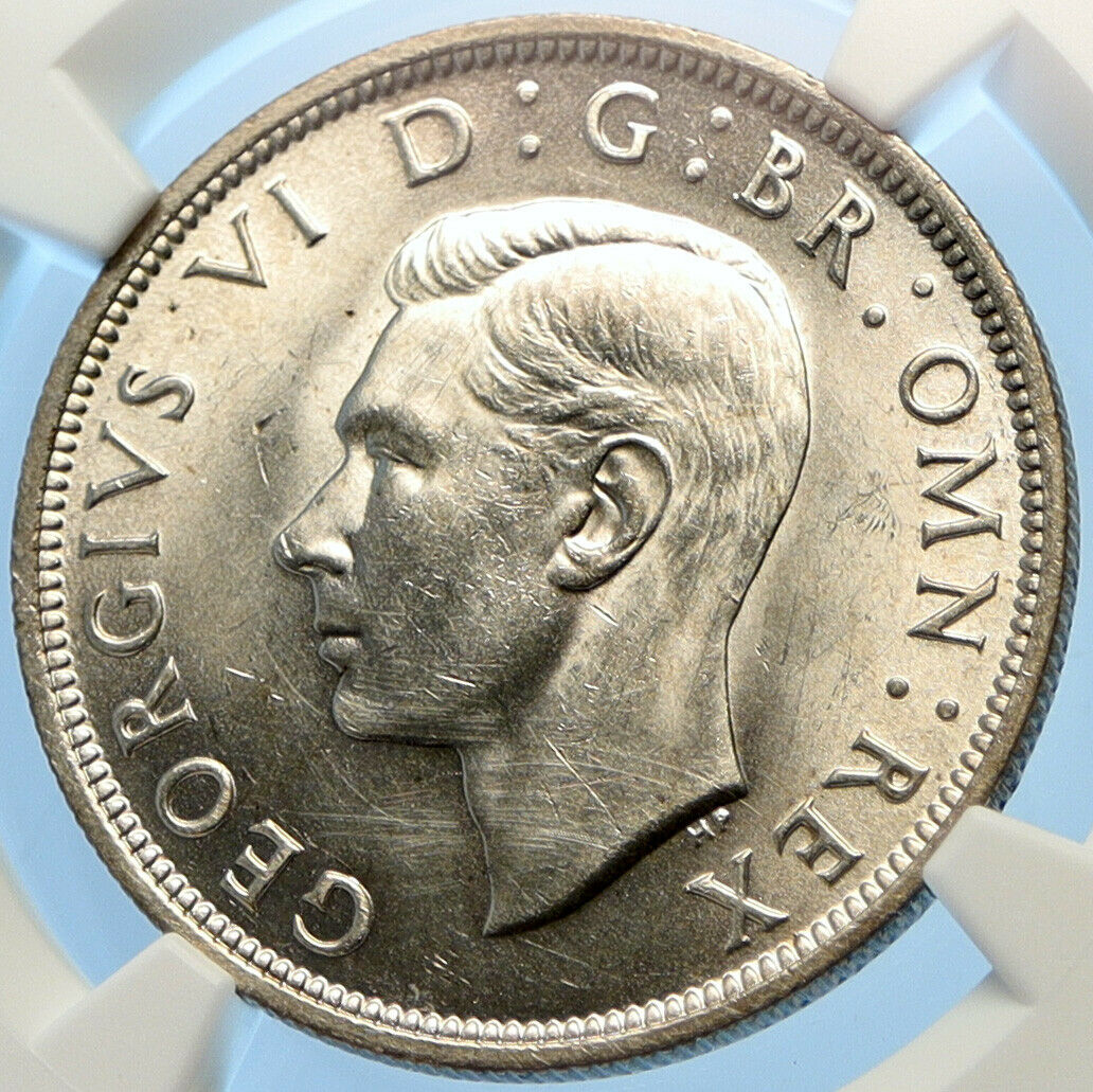 1937 Great Britain UK King George VI Old SILVER 1/2 Half Crown Coin NGC i98417