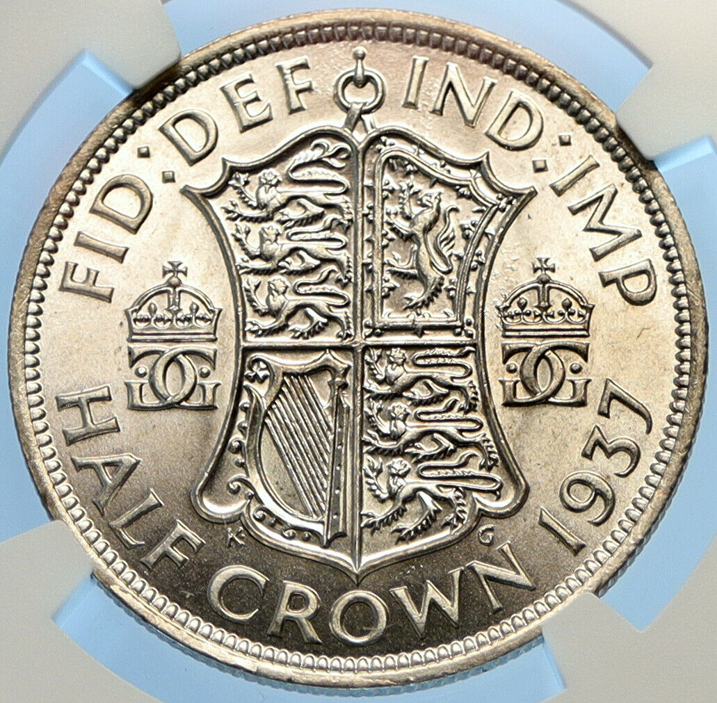 1937 Great Britain UK King George VI Old SILVER 1/2 Half Crown Coin NGC i98417