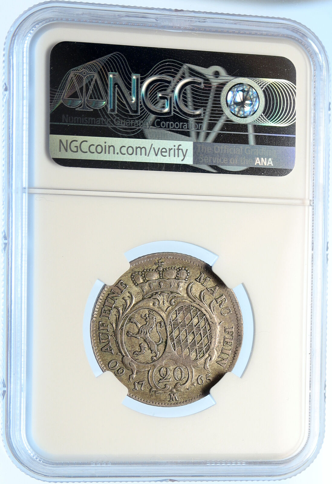 1765 M GERMAN States PFALZ COUNT CHRISTIAN IV Silver 20 Kreuzer Coin NGC i98414