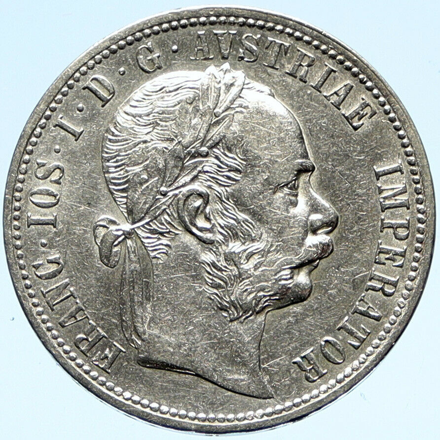 1873 AUSTRIA King FRANZ JOSEPH I Vintage OLD Antique Silver Florin Coin i98799