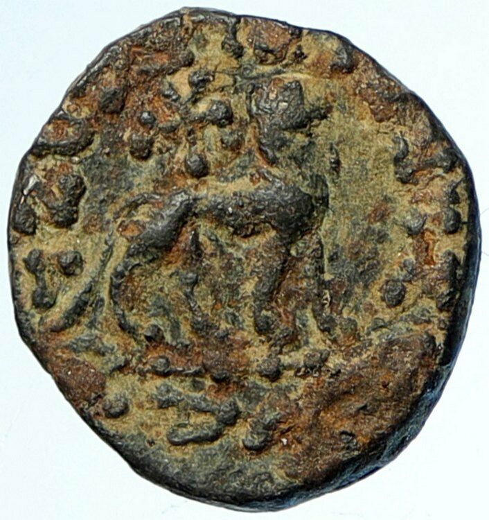 King Azes I - Indo-Scythian ANCIENT King Authentic Greek Coin BULL LION i99911