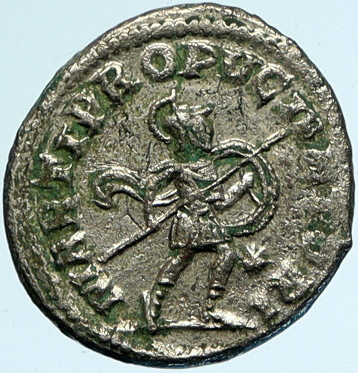 EMPEROR MACRIANUS Vintage Ancient 260AD OLD Silver Roman Coin MARS i99796