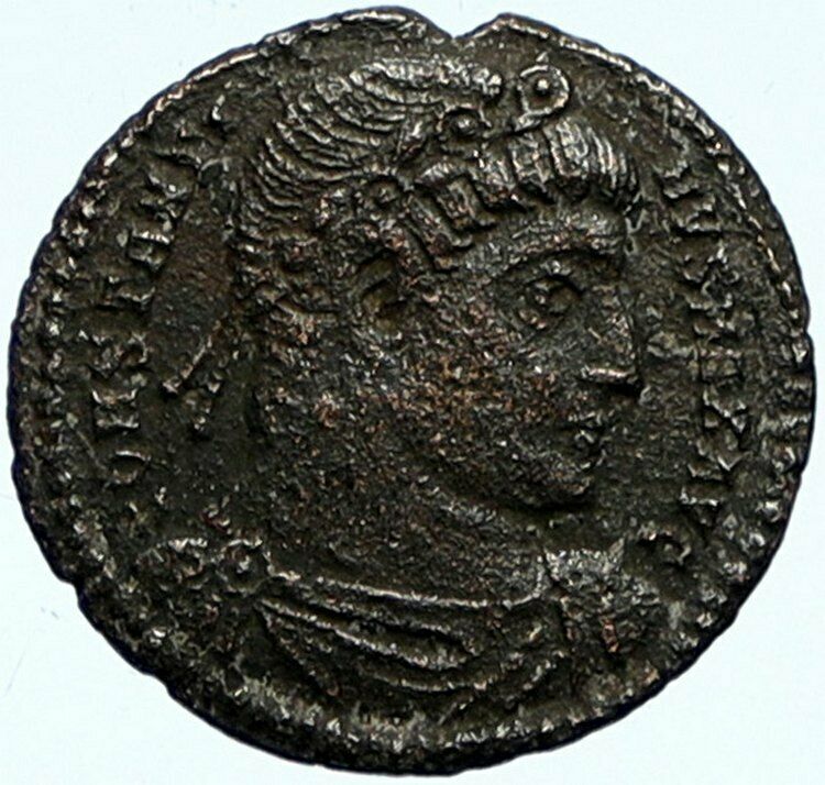 CONSTANTINE I the GREAT Authentic Ancient 330AD Trier Roman Coin SOLDIERS i99901