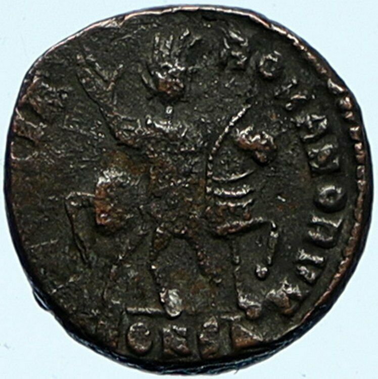 HONORIUS 393AD Constantinople Authentic OLD Ancient Roman Coin HORSEBACK i99898