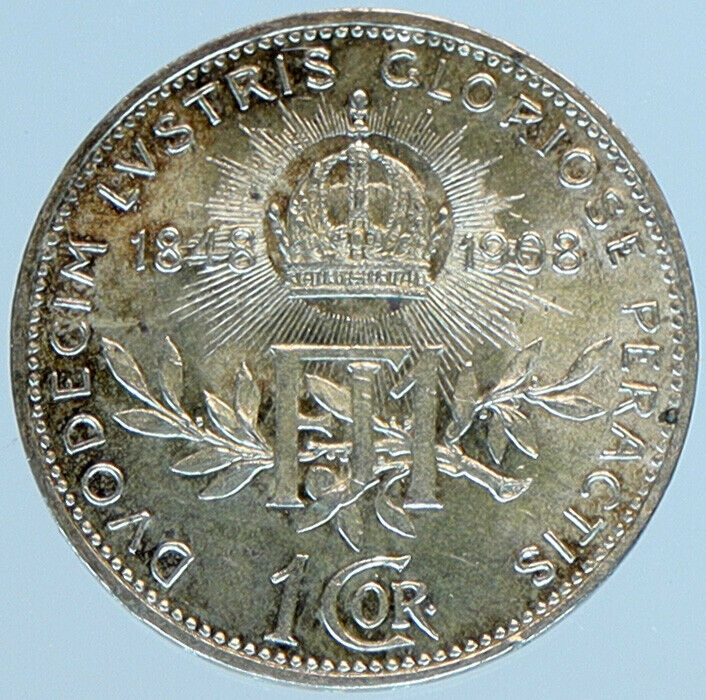 1908 AUSTRIA w King FRANZ JOSEPH I Austrian Silver Antique Corona Coin i98485