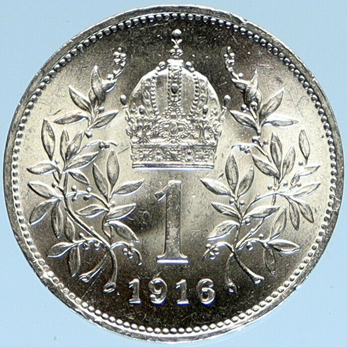 1916 AUSTRIA w KING FRANZ JOSEPH I Eagle VINTAGE Old Silver Corona Coin i98476