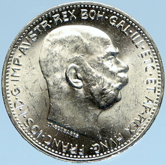 1916 AUSTRIA w KING FRANZ JOSEPH I Eagle VINTAGE Old Silver Corona Coin i98474