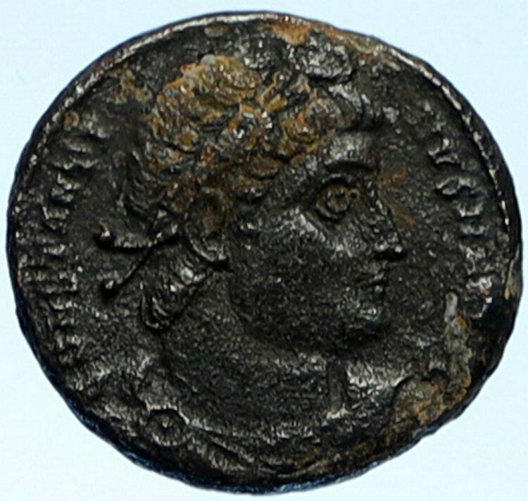 CONSTANTINE I the Great Authentic Ancient OLD Roman Coin SOLDIERS SPEARS i99195