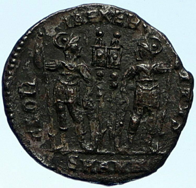 CONSTANTINE I the Great Authentic Ancient OLD Roman Coin SOLDIERS SPEARS i99203