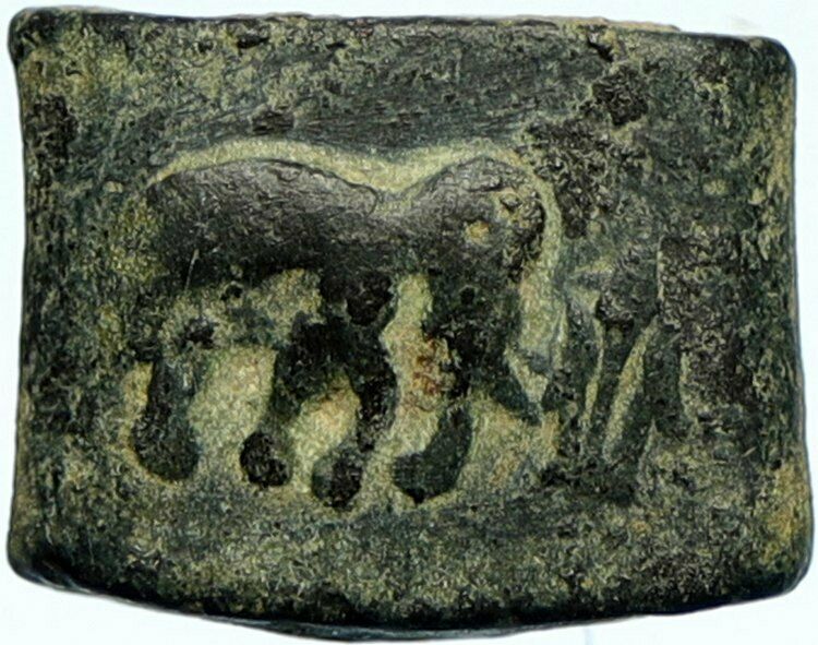 INDIA c.185BC Indo Greek POST-MAURYAN PUNJAB Taxila Coin ELEPHANT HORSE i98491