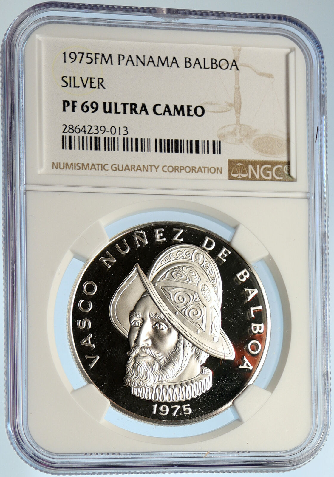 1975 PANAMA BIG Central America CONQUISTADOR BALBOA Proof Silver Coin NGC i99943