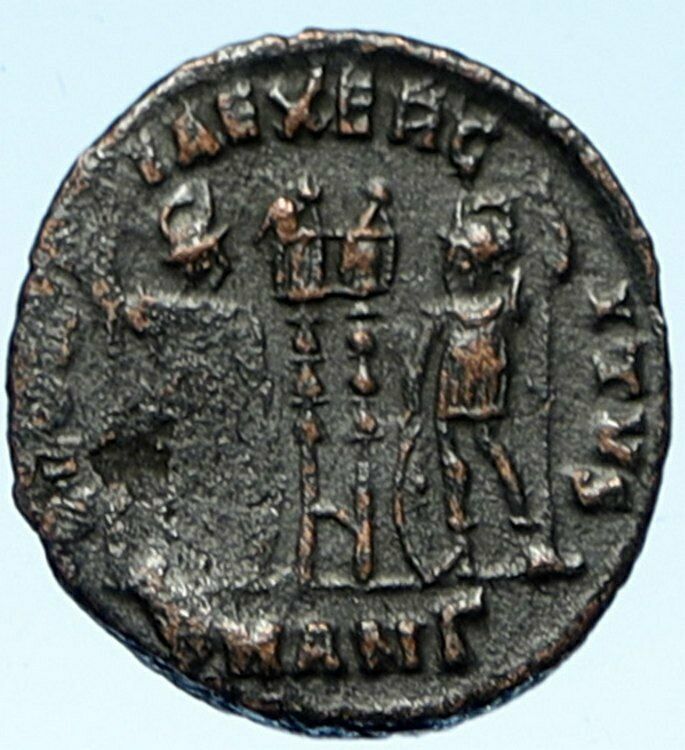 CONSTANTINE I the Great Authentic Ancient OLD Roman Coin SOLDIERS SPEARS i99200