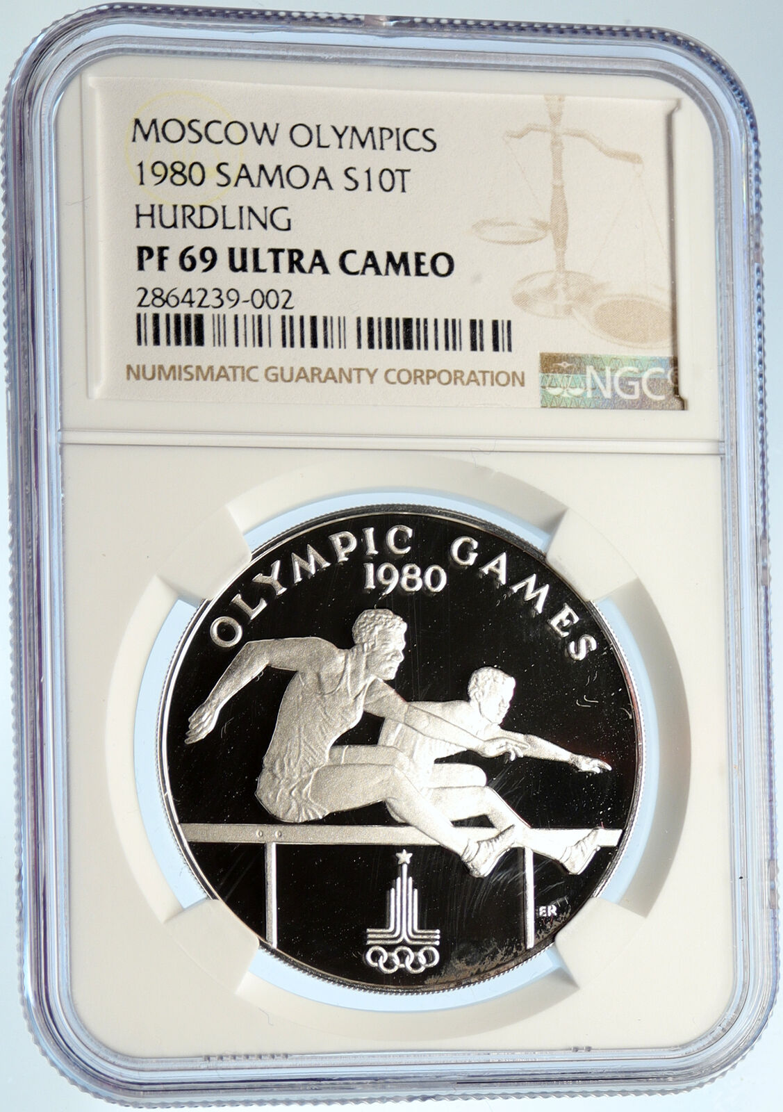 1980 SAMOA Moscow RUSSIA OLYMPICS Hurdles Proof Silver 10 Tala Coin NGC i99945