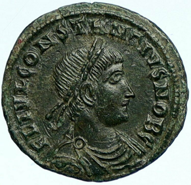 CONSTANTIUS II 337AD Ancient Authentic Old Roman Coin LEGIONARY SOLDIERS i98588