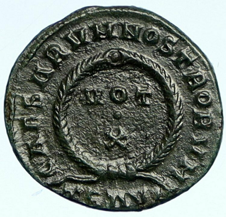 CRISPUS Ancient 324AD Antique Authentic Roman Coin Thessalonica WREATH i98592