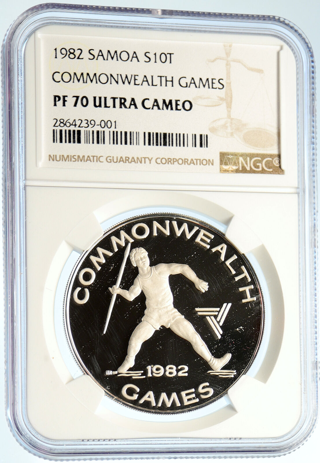 1982 SAMOA UK British COMMONWEALTH GAMES Proof Silver $10 Tala Coin NGC i99951