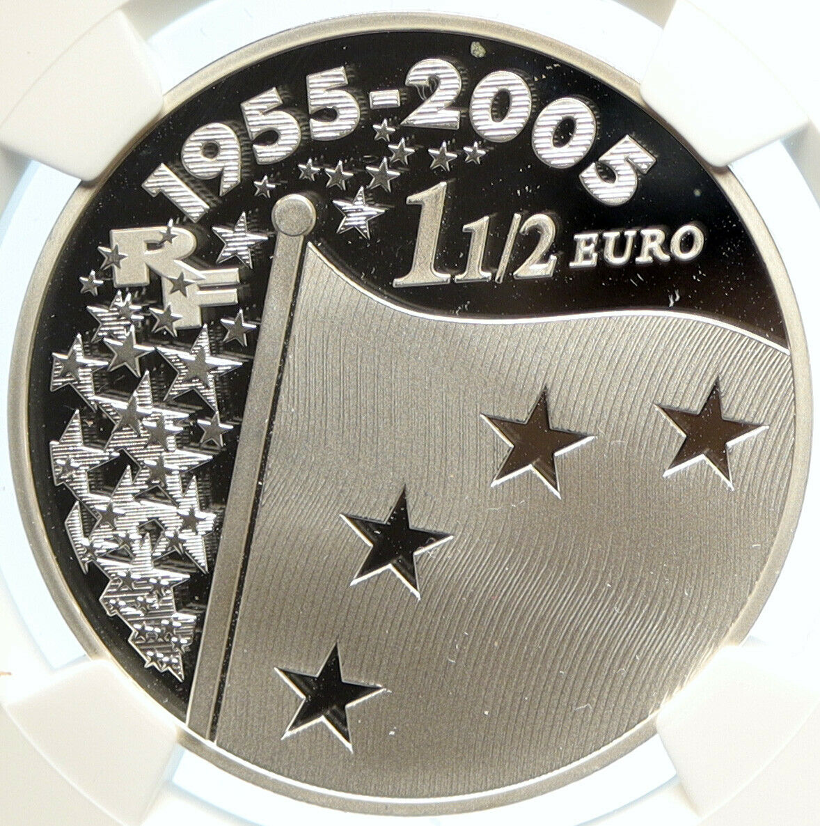 2005 FRANCE Silver European Union FLAG Proof Silver 1 1/2 Euro Coin NGC i99948