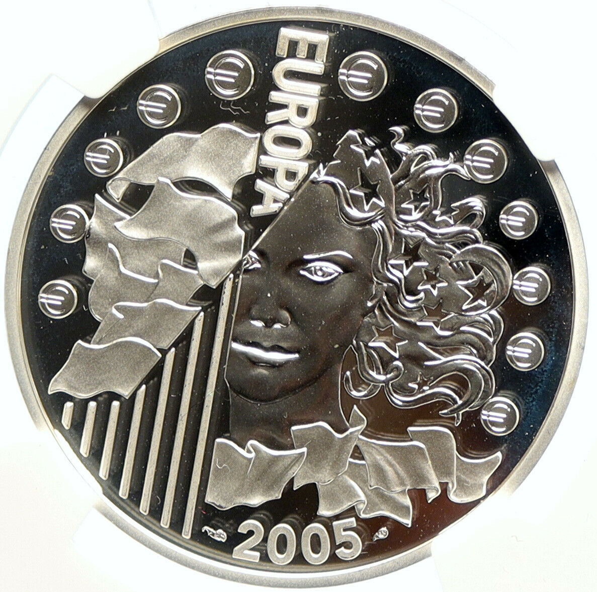 2005 FRANCE Silver European Union FLAG Proof Silver 1 1/2 Euro Coin NGC i99948