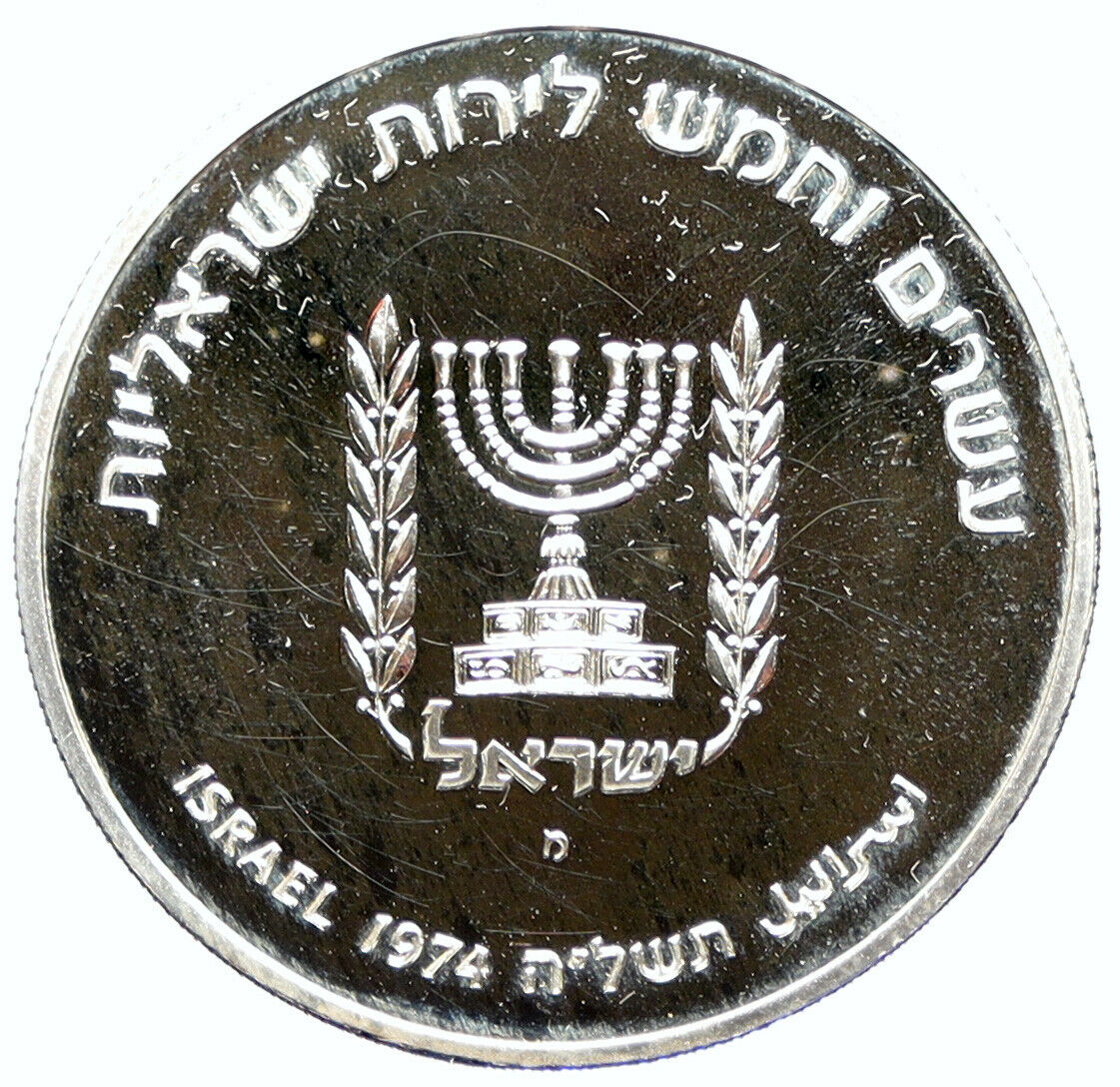 1974 ISRAEL Prime Minister David Ben Gurion Proof Silver 25 Lirot Coin i97261