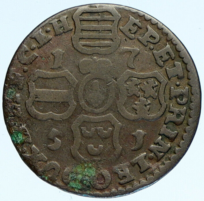 1751 BELGIUM Bishopric of LIEGE Jean-Theodore of Bavaria OLD Liard Coin i98115