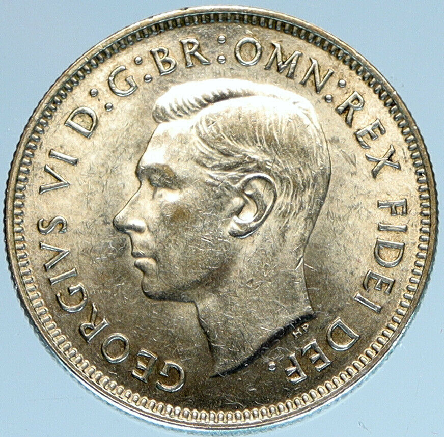 1951 AUSTRALIA King George VI 50th Anniv LARGE Genuine Silver Florin Coin i97904