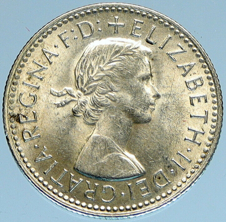 1959 AUSTRALIA UK Queen Elizabeth II of Silver Shilling Vintage Coin RAM i97915