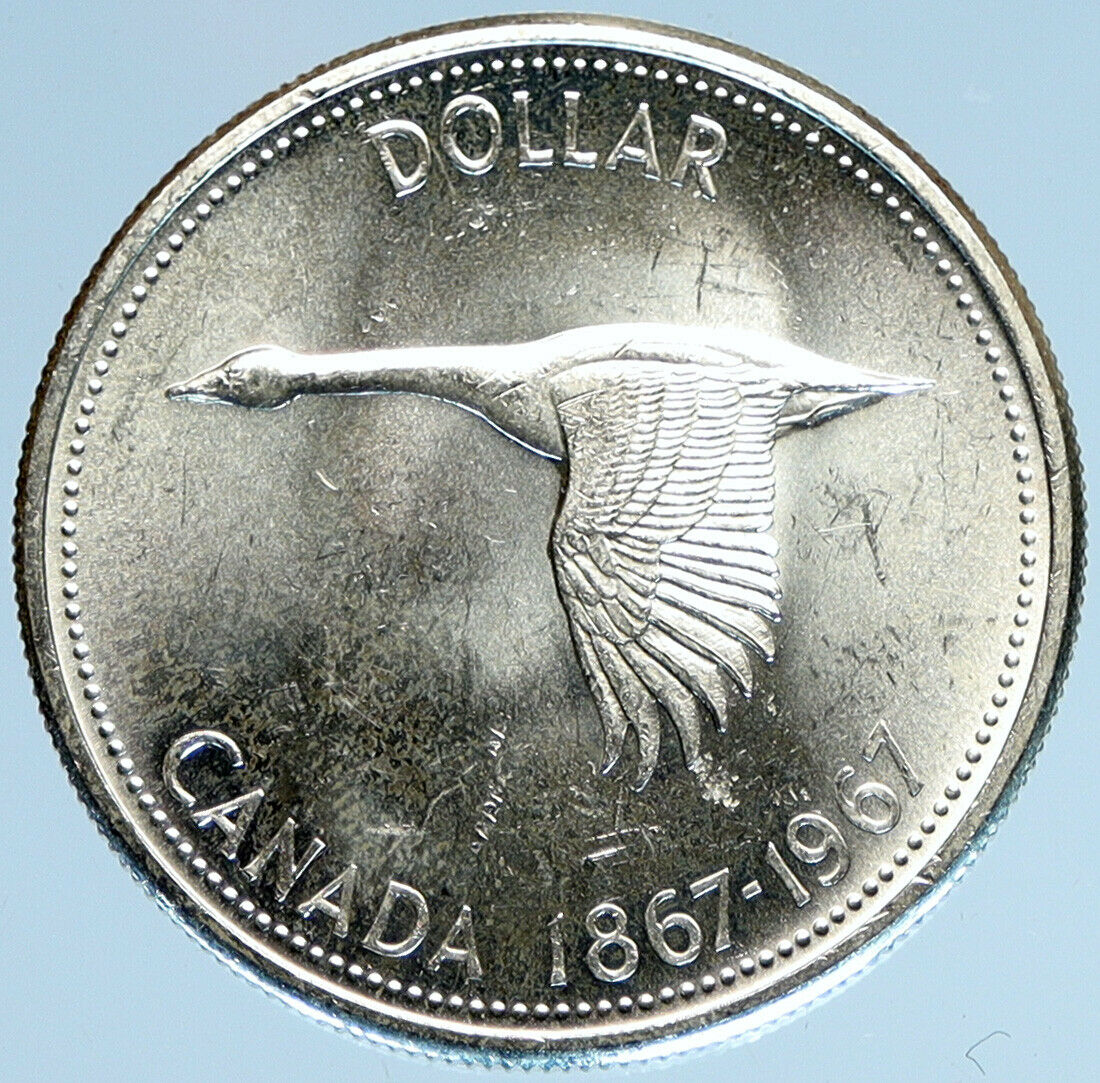 1967 CANADA Confederation Founding OLD Goose VINTAGE Silver Dollar Coin i97889