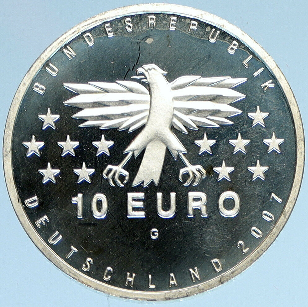 2007 G GERMANY Saarland 50Yrs Rule OLD Proof Silver German 10 Euro Coin i97893