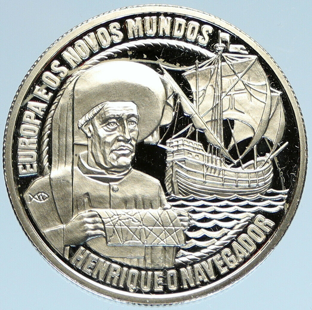 1991 PORTUGAL Henry the NAVIGATOR Vintage OLD Proof 2 1/2 Escudos Coin i97924