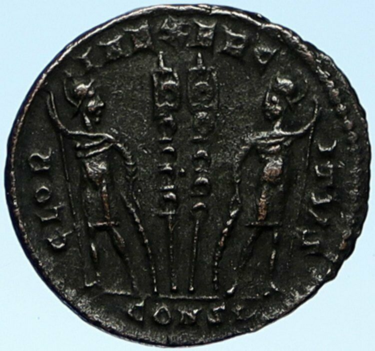 CONSTANTIUS II Authentic Ancient 330AD Genuine OLD Roman Coin w SOLDIERS i99101