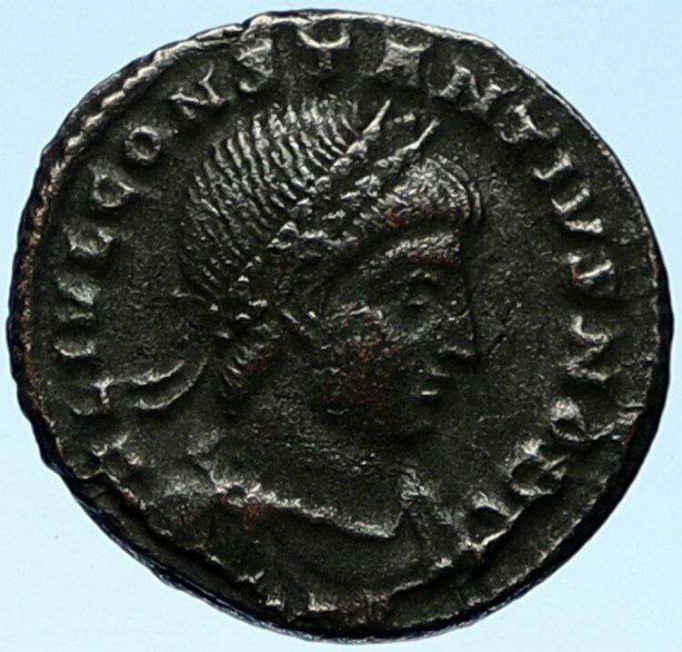 CONSTANTIUS II Authentic Ancient 330AD Genuine OLD Roman Coin w SOLDIERS i99101