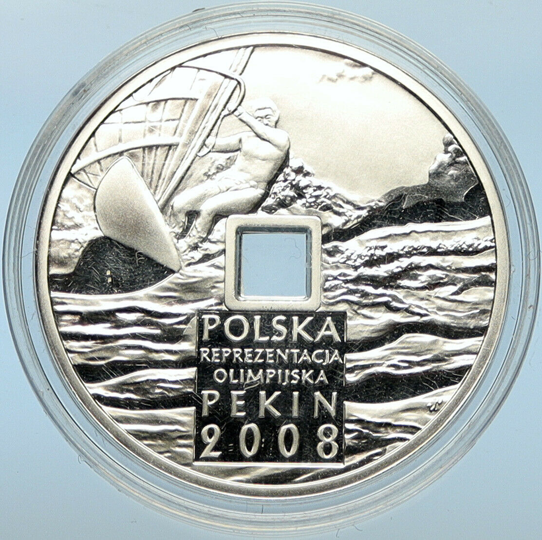 2008 POLAND Beijing Olympics Team POLISH Proof Silver 10 Zlotych Coin i100238