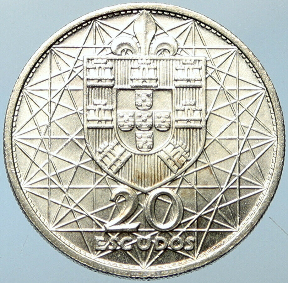 1966 PORTUGAL Opening SALAZAR BRIDGE Antique BU Silver 20 Escudos Coin i100249