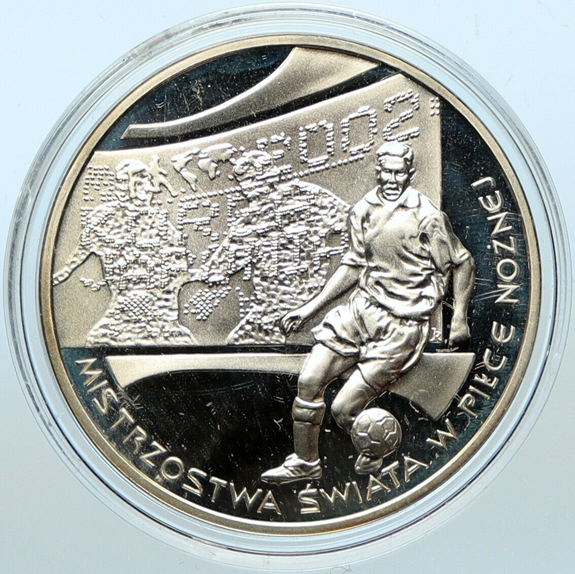 2002 POLAND FIFA World Cup SOCCER FOOTBALL Proof Silver 10 Zlotych Coin i100241