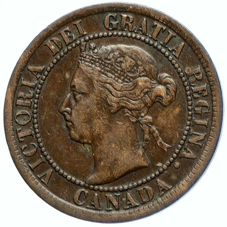 1894 CANADA British UK Queen VICTORIA Wreath Vintage Antique Cent Coin i100015