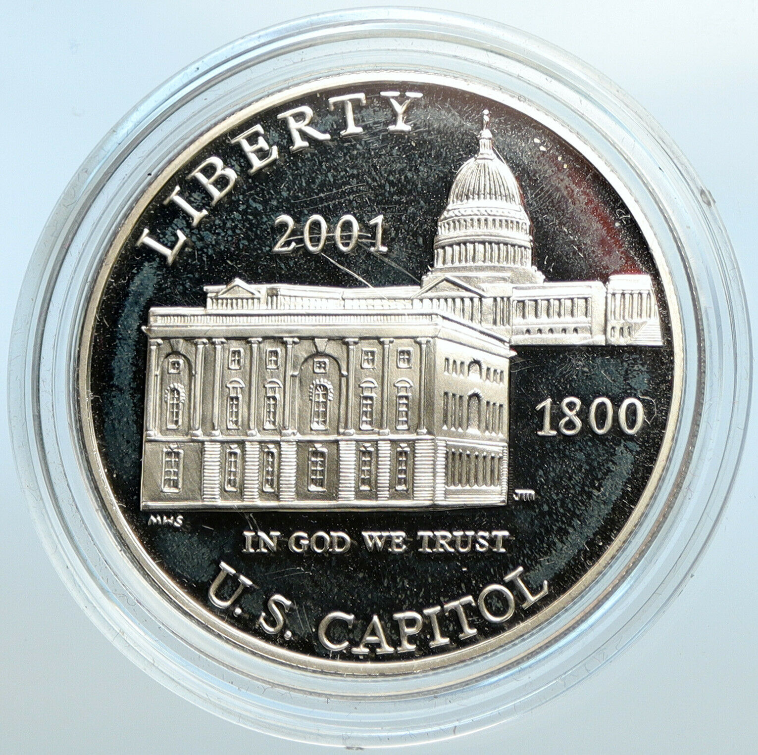 2001P United States Washington DC Capitol Building PF Silver Dollar Coin i100716