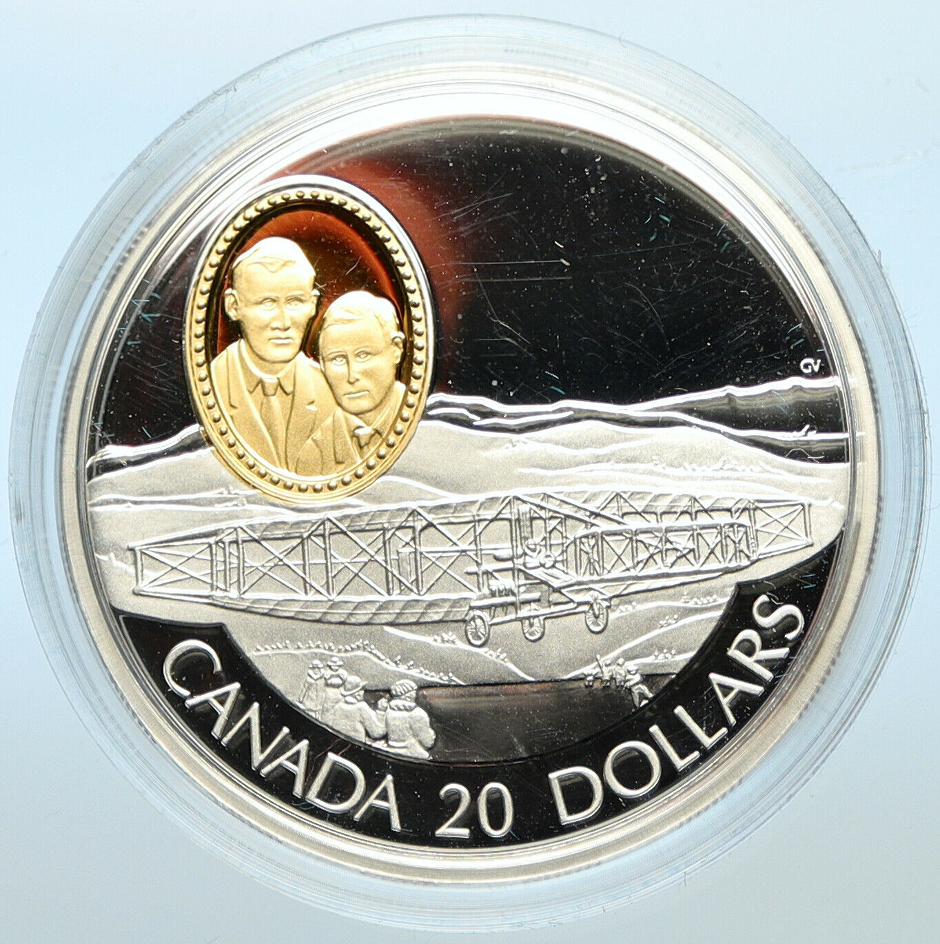 1991 CANADA UK Queen Elizabeth II AVIATION AIRPLANE Silver DART $20 Coin i100346