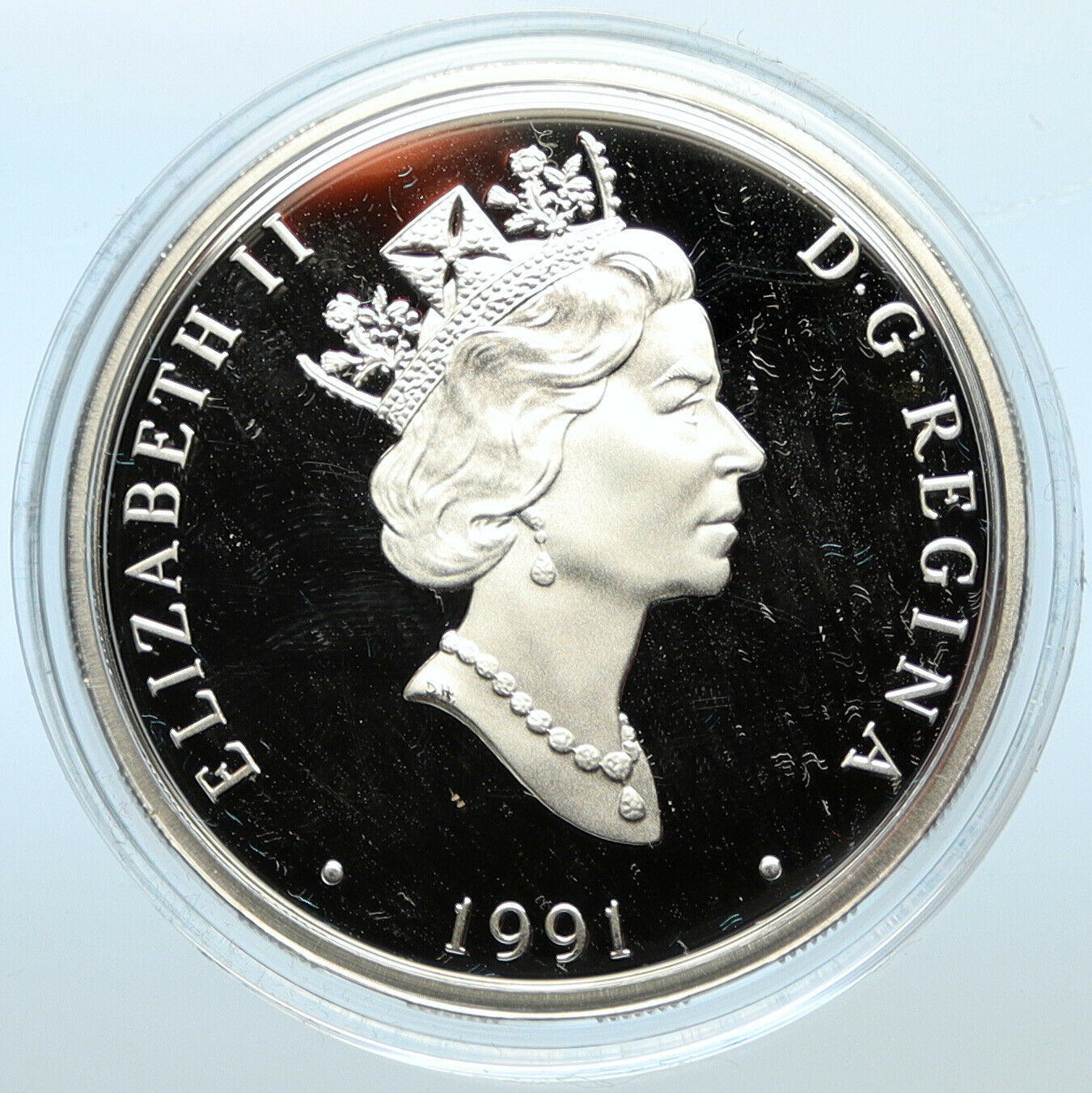 1991 CANADA UK Queen Elizabeth II AVIATION AIRPLANE Silver DART $20 Coin i100346