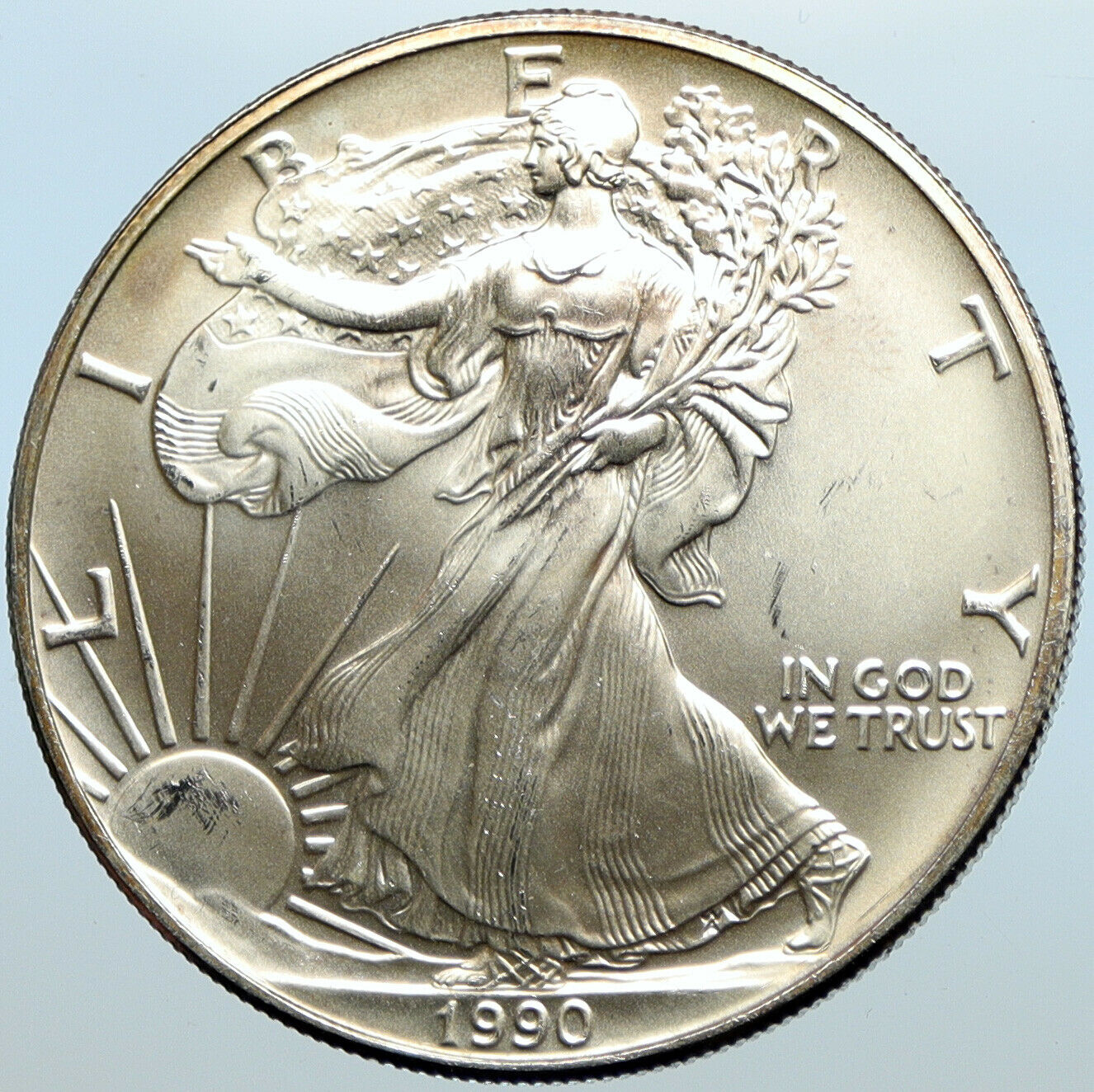 1990 UNITED STATES US Walking Liberty BALD EAGLE Silver Ounce Medal Coin i100698