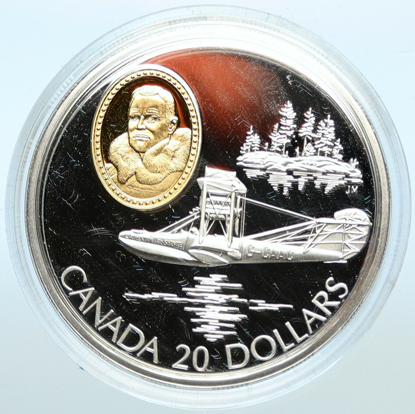 1994 CANADA UK Queen Elizabeth II CURTIS HS-2L Seaplane Silver $20 Coin i100353