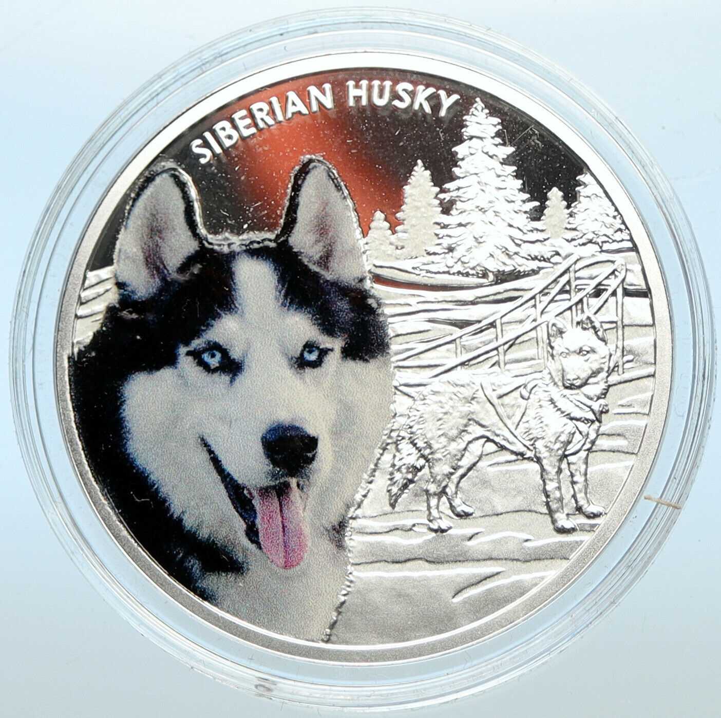 2016 NIUE Vintage UK Queen SIBERIAN HUSKY DOG Proof Silver Dollar Coin i100345