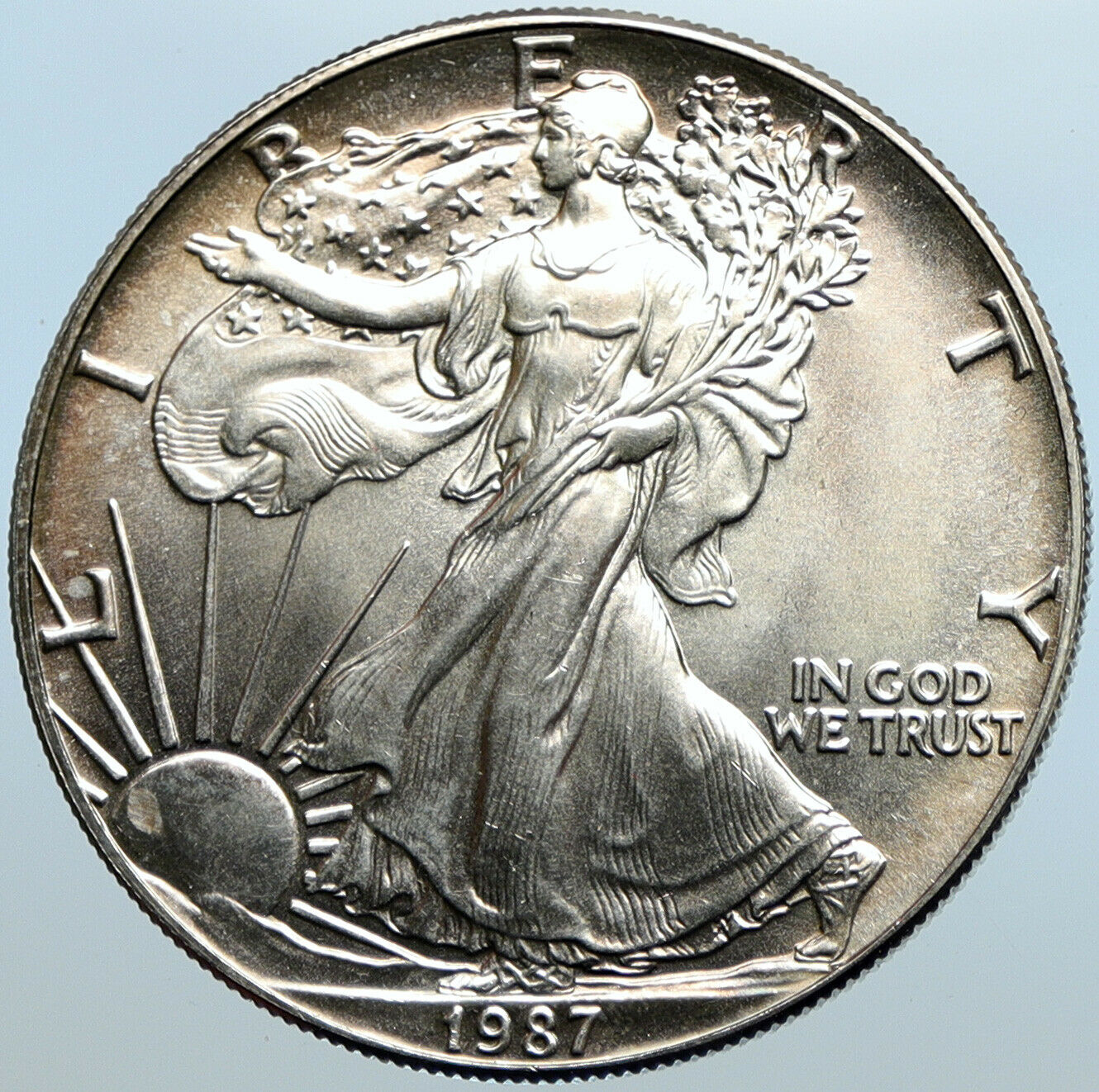 1987 UNITED STATES US Walking Liberty BALD EAGLE Silver Ounce Medal Coin i100691