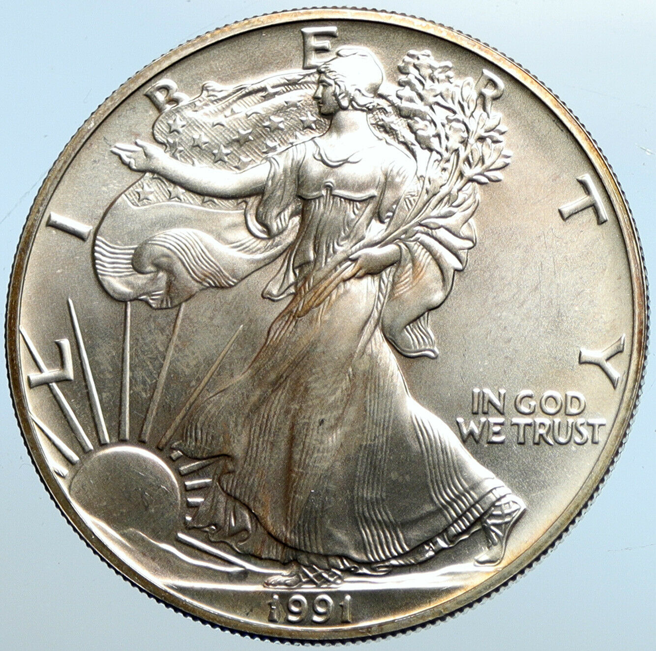 1991 UNITED STATES US Walking Liberty BALD EAGLE Silver Ounce Medal Coin i100685