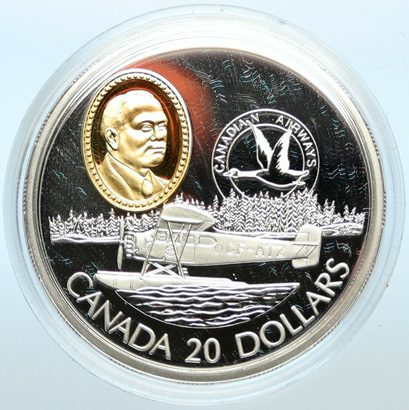 1993 CANADA Queen Elizabeth II Aviation - FAIRCHILD 71C Silver $20 Coin i100349